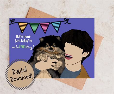 Printable BTS V Taehyung and Yeontan Birthday Card Birthday - Etsy