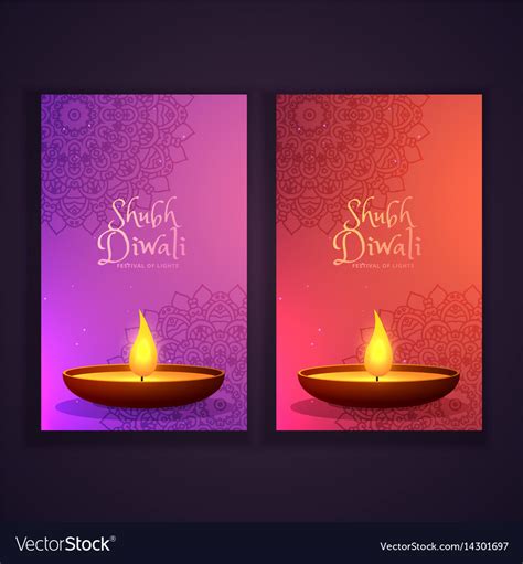 Beautiful Happy Diwali Vertical Banners With Vector Image