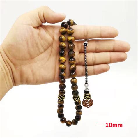 Tasbih Men Natural Tiger Eye Stone Muslim Prayer Beads Islamic