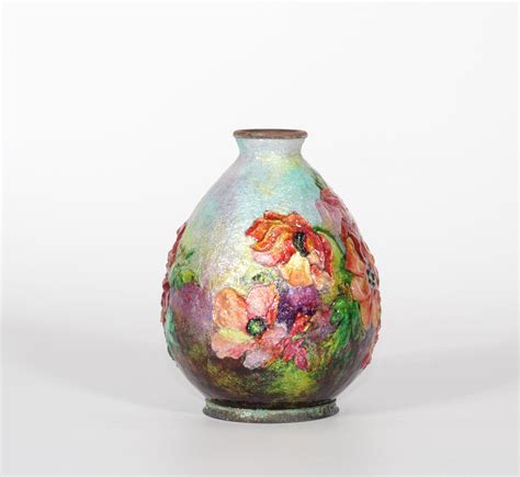 Sold Price Camille Faure 1874 1956 Enamelled Copper Vase With Poppy