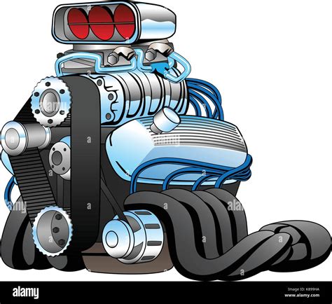 Hot Rod Race Car Engine Cartoon Vector Illustration Stock Vector Art