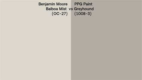 Benjamin Moore Balboa Mist OC 27 Vs PPG Paint Greyhound 1008 3 Side