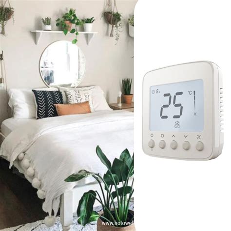 Hotowell Digital Fan Coil Thermostat 220Vac Smart Heating And Cooling