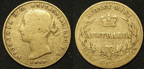 Australia 1858 Sydney Half Sovereign Vg Top End Coins