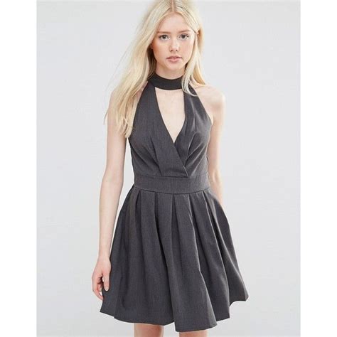 Wal G Skater Dress With Neck Detail Liked On Polyvore Featuring