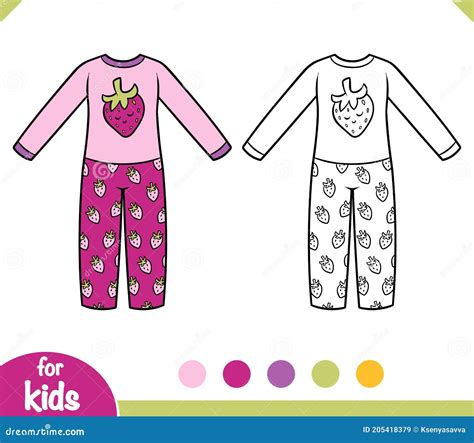 Coloring Book Pyjamas For Girls Cartoon Vector