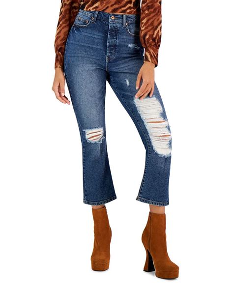 Celebrity Pink Juniors Ripped Cropped Kick Flare Jeans Macys