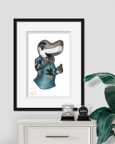 S.J. Sharkie - San Jose Sharks Mascot Ink Sketch Print – S. Preston Art ...