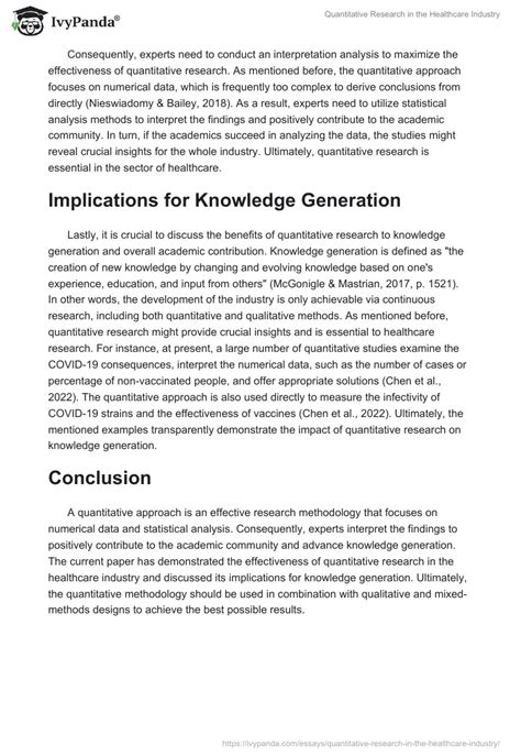 Quantitative Research In The Healthcare Industry 574 Words Essay Example