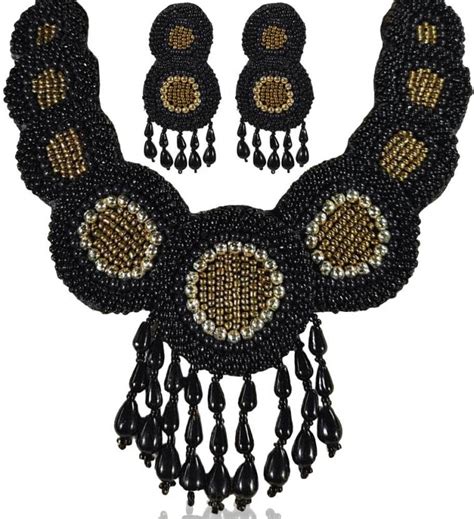 Art Sundari Fabric Black Gold Jewellery Set Price In India Buy Art