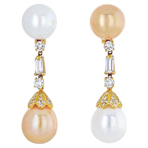 Victorian Pearl Diamond And Yellow Gold Earrings For Sale At 1stdibs