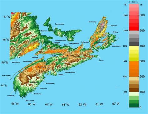 Nova Scotia Elevation Map - Nova Scotia • mappery