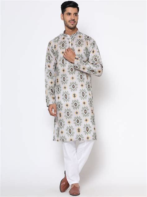 Buy Vastrasky Global Men White Ethnic Motifs Khadi Kurta Kurtas For