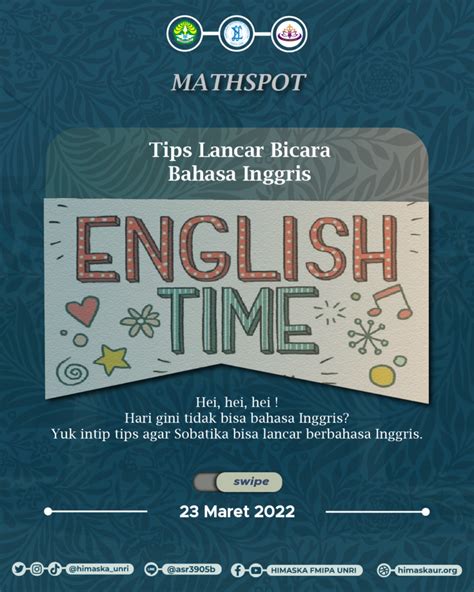 Mathspot Tips Lancar Bicara Bahasa Inggris Himaska Fmipa Unri