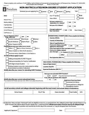 Fillable Online Potsdam Universal Non Matric App Form Fillable Fax