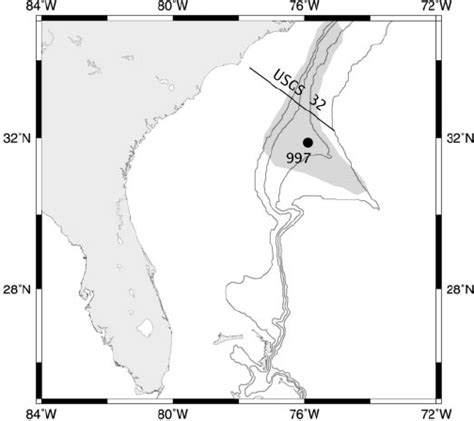 Location Map Of Blake Ridge With Odp Site And The Usgs Line