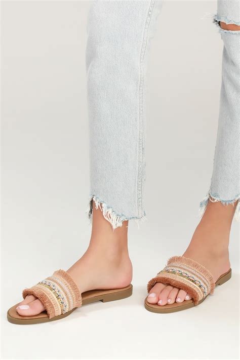 Cute Beaded Sandals Slide Sandals Beaded Sandals Sandals Lulus