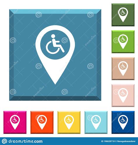 Disability Accessibility Gps Map Location White Icons On Edged Square