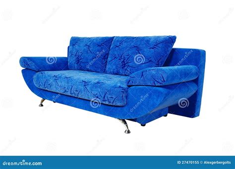 Blue Couch Isolated On White Background Royalty Free Stock Photo