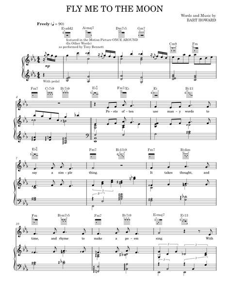 Fly Me To The Moon In Other Words Sheet Music For Piano Vocals By