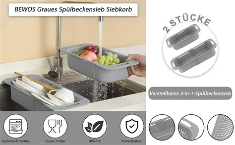 BEWOS 2 Stück Siebkorb Spüle abtropfsieb Spülbecken für Haus und Küche