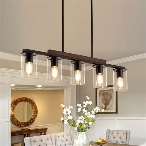 Mecgirn Farmhouse Dining Room Light Fixtures Over Table Black Pendant
