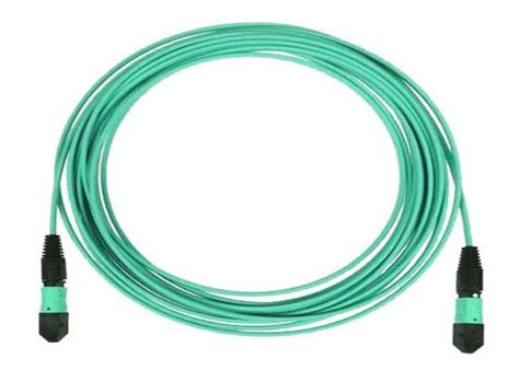 Mtp 24 Core Fiber Optic Patch Cord Mpo Trunk Cable Om3 Om4 With Aqua Color