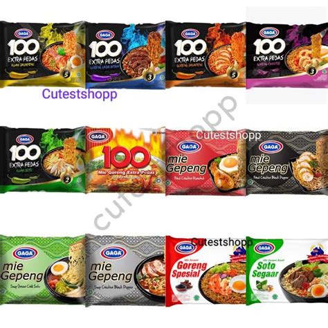 Mie Gaga Extra Pedas All Varian Mie Gepeng Gaga Mie Gaga Goreng