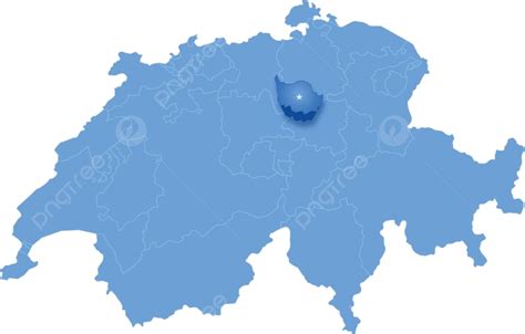 Mapa De Suiza Resaltado Con La Ciudad De Zug Enfatizada Vector Png