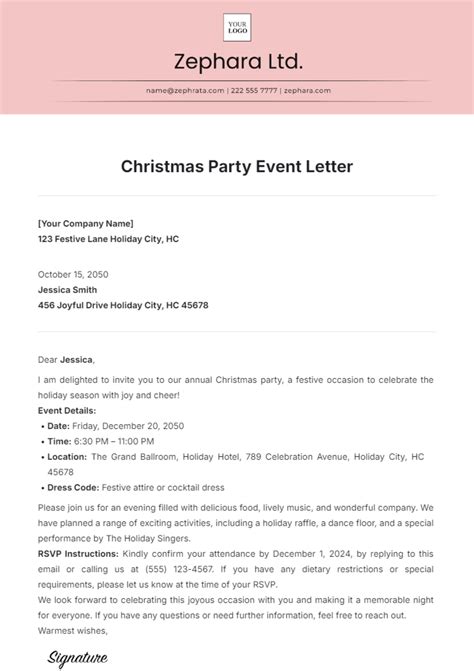 Free Christmas Party Solicitation Letter Template To Edit Online