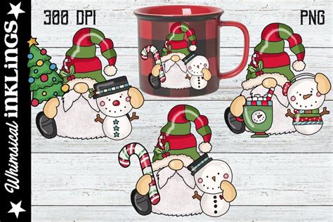 Sitting Santa Gnomes Love Snowmen Sublimation Clipart