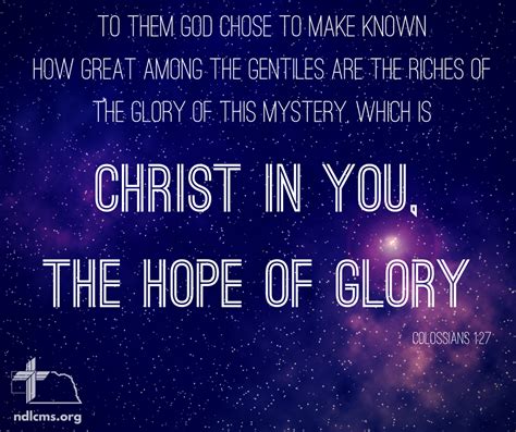 Christ In You The Hope Of Glory Lutheran Church Missouri Synod