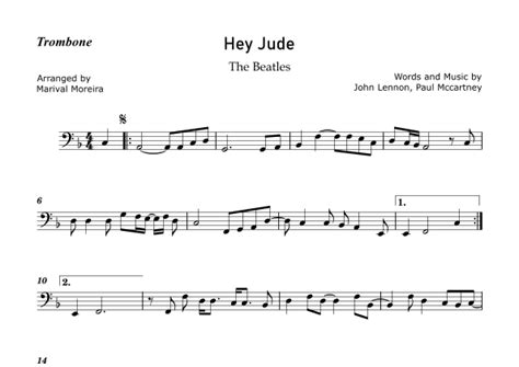 Hey Jude Arr Marival Moreira By The Beatles Sheet Music For Trombone