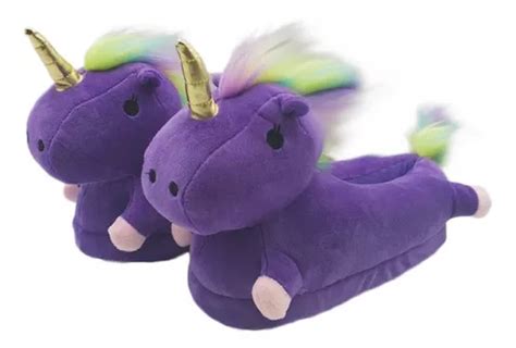 Unicornio Morado Kawaii Pantuflas Cute Confort Adulto Suaves Meses