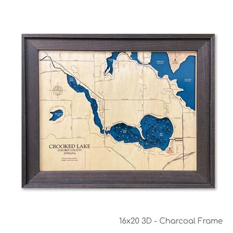 Crooked Lake Map Custom Lake Map Lake House 3D Lake Map | Etsy