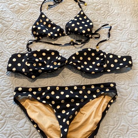J Crew Swim Jcrew Polka Dot Bikini With Bandeau And Triangle Top Poshmark