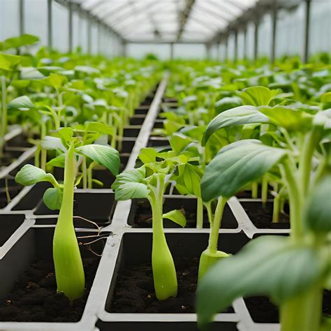 Premium Photo A Row Of Green Peppers In A Greenhouse With A Row Of