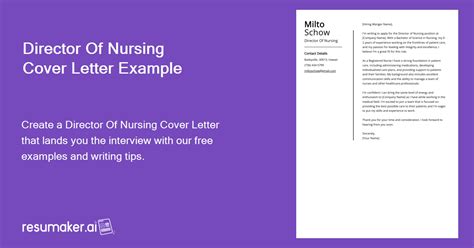 Director Of Nursing Cover Letter Example Free Guide