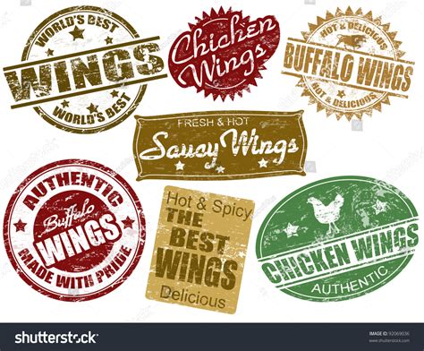 Set Grunge Rubber Stamps Word Wings Stock Vector Royalty Free