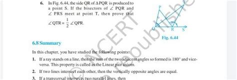 In Fig The Side Qr Of Pqr Is Produced To A Point S If The Bis