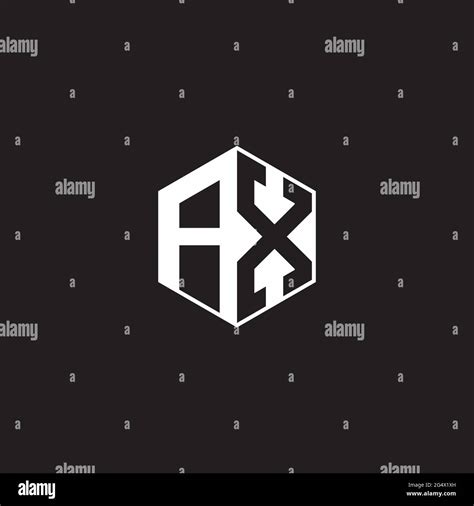 AX A X XA Logo Monogram Hexagon With Black Background Negative Space