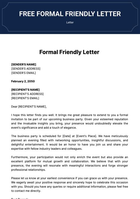 Free Formal Friendly Letter Template To Edit Online