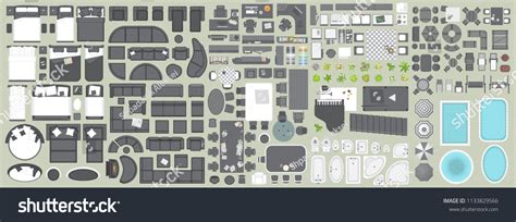 Icons Set Interior Furniture Top View Stock Vector (Royalty Free ...