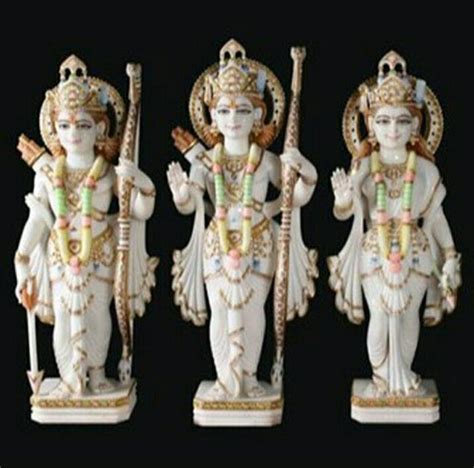 White Painted Ram Darbar Marble Statue For Worship Size Inche To