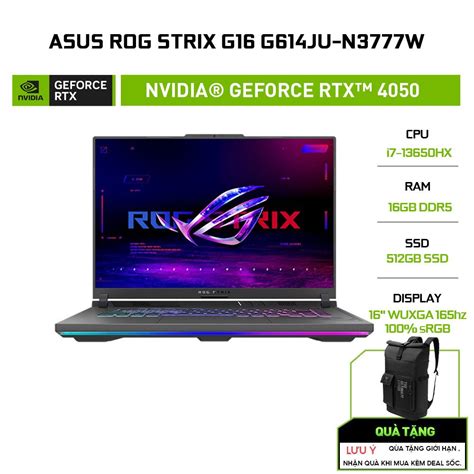 Laptop Asus Rog Strix G16 G614ju N3777w I7 13650hx 16g 512g Rtx 4050 6g 16 Shopee Việt Nam