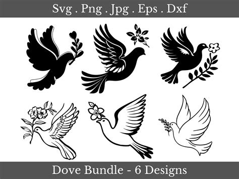 Pigeon Svg Bundle Dove Svg Dove With Olive Branch Svg Dove Of Peace