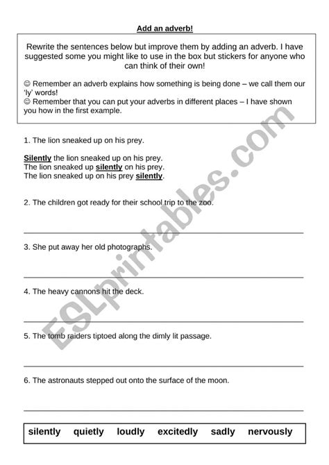 Add An Adverb ESL Worksheet By Alberto F