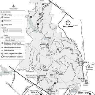 Map of W.B. Umstead State Park indicating the locations of fi eld trip ...