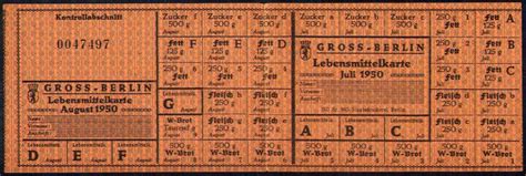Германия ГДР 1950 Gross-Berlin Берлин продуктовая карточка с талонами ...