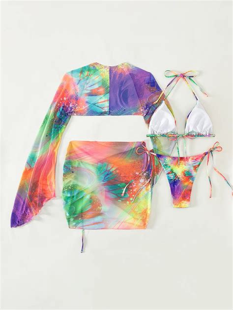 Cute Bikini Three Piece Long Sleeved Smock Swimsuit Women S Bikini